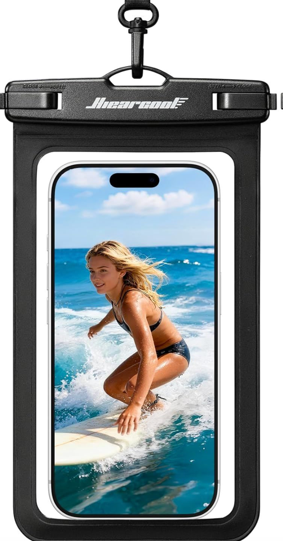 Hiearcool Universal Waterproof Case, Waterproof Phone Pouch Compatible for iPhone 17 16 15 14 13 Pro Max XS Plus Samsung Galaxy S22 Cellphone Up to 8.9", IPX8 Cellphone Beach Bag for Travel - 2 Pack (Black & Pink)