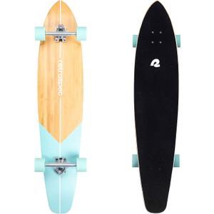 Retrospec Zed Pintail & Cruiser Longboard Adult Skateboard - 44in Bamboo & Canadian Maple Deck with ABEC-7 Bearings, 70mm PU Wheels for Commuting & Carving