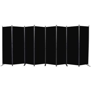 Room Divider, 8 Panel Folding Privacy Screens with Wider Support Feet, 6 Ft Portable Room Partition for Room Separator, 176" W X 71" H, Black
