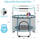 55/60" Trampoline for Kids, 4.5/5 FT Toddler Trampoline with Enclosur Net, Basketball Hoop & Sandbag, 440 LBS Capacity, Adjustable HeightGifts for Ages 3-12 Boys & Girls