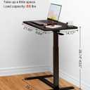 Foldable Overbed Table with Wheels, Pneumatic Height Adjustable Overbed Bedside Table, Tilting Desktop Mobile Standing Desk, Rolling Laptop Desk for Bed, Sofa, or Hospital Use (Black), 27.48 x 14.17 x 41.06 inches