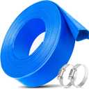 Jin&Bao 2" Diameter Pool Backwash Hose 25FT with Clamp, Heavy Duty Weather and Burst Resistant Swimming Drainage Hoses, Flexible Lay Flat Discharge Tubing for Water Disposal (Blue)