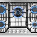 Amzgachfktch Gas Cooktop 30 Inch with 5 Italy SABAF Powerful Burners, Max 48,300 BTU/hr Gas Stove Top, Built-in 304 Stainless Steel Propane Stove, NG/LPG Convertible, CSA Certified, 30 inch no griddle