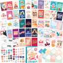 Decorably 50 Pack Gold Foiled & Glittery 5x7in All Occasion Cards Assortment Box with Envelopes & Stickers, 50 Unique Designs for Friends, Family and Loved Ones with Printed Message - Gifting, Mailing