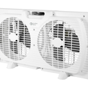 Comfort Zone Window Fan for Bedroom, 9 inch 3 Speed Dual Fans with Auto-Locking Expanders, Window Exhaust Fan, Removeable Bug Screen, White