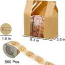 200 Pack Large Paper Bread Bags for Homemade Bread Sourdough Bags 14" x 8.3" x 3.5" with Tin Tie Tab Lock Clear Front Window Bakery Bag Packaging Cookie Bag with Label Seal Stickers
