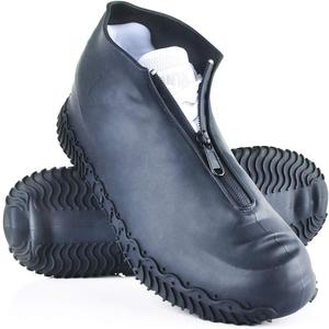 Shiwely Silicone Waterproof Shoe Covers, Upgrade Reusable Overshoes with Zipper, Resistant Rain Boots Non-Slip Washable Protection for Women, Men (L (Women 7.5-10.5, Men 6.5-9), Black)