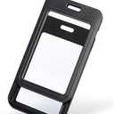 Uniclife 3 Pack Sliding Badge Holder with Double-Sided Windows Vertical Hard Plastic Case Black Card Protector Pouch for Office School ID Credit Cards Proximity Key Cards Driver’s Licenses and Passes