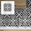 The Tiles Plaza Encaustic Peel and Stick Backsplash, Black and White Patterned Vintage Stick on Tiles, Stone Composite Self-Adhesive Wall Tile Sticker for Kitchen Bathroom Fireplace Stairs, 10 Sheets