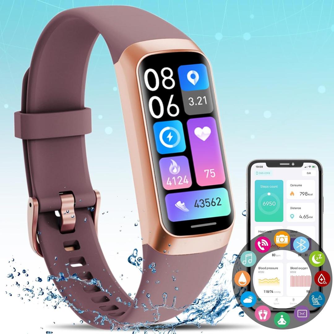 Fitness Tracker,Smart Watch with Blood Pressure Heart Rate Body Temperature & Sleep Monitor IP67 Waterproof Step Calorie Counter Pedometer Health Fitness Activity Watch for Android iOS Phone Men Women