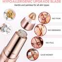 Eyebrow Trimmer for Women, Rechargeable Eyebrow Hair Remover, Painless Electric Razor with 2 x Replacement Heads, Eye Brow and Face Epilator Hair Removal (Rose Gold)