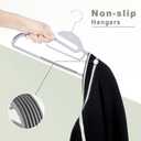 BAGAIL Plastic Hangers 50 Pack with Non-Slip Design,0.2 Inches Thick, 360Swivel Hook Space Saving Organizer for Bedroom Closet,Shirts,Pants(Grey- S Shaped) (Gray)