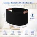 ECDYQXVU Cotton Rope Basket, Storage Baskets with Handle, 15x10x9 Inch Woven Basket for Shelves, Laundry, Towels, Clothes, Books (Black 1Pack)