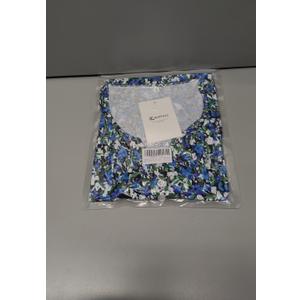 Womens Summer Tops Short Sleeve Boho Floral Shirts Loose Tunics Blouses (L)