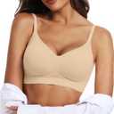 OEAK Womens Wireless Jelly Bras Comfortable Push Up Bra No Underwire Gel Bra Full Support Lift Everyday Seamless Tshirt Bras (XXXL)