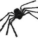 Halloween Giant Spider 5 Ft Outdoor Halloween Decorations Large Fake Hairy Spider Scary Furry Spider Props Outside Yard Creepy Decor, Black