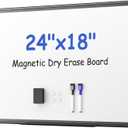 VUSIGN Black Aluminum Magnetic White Board 24" x 18" with Dry-Erase Eraser, Multicolor Markers, Magnetic Pins for Office, Home, School