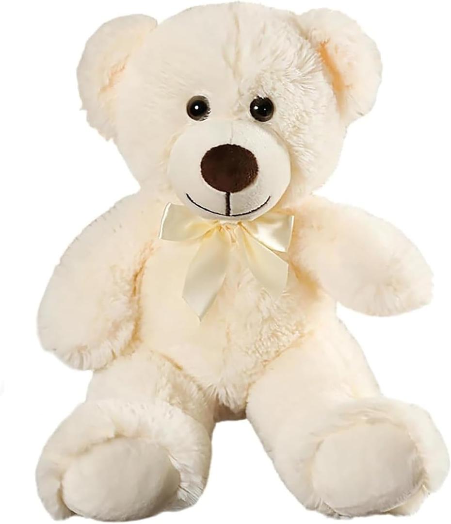 Teddy Bear Stuffed Animal, 12inch Teddy Bear Plush Toy, Birthday Valentine's Day Xmas Gifts for Kids Boys Girls Friends (White)