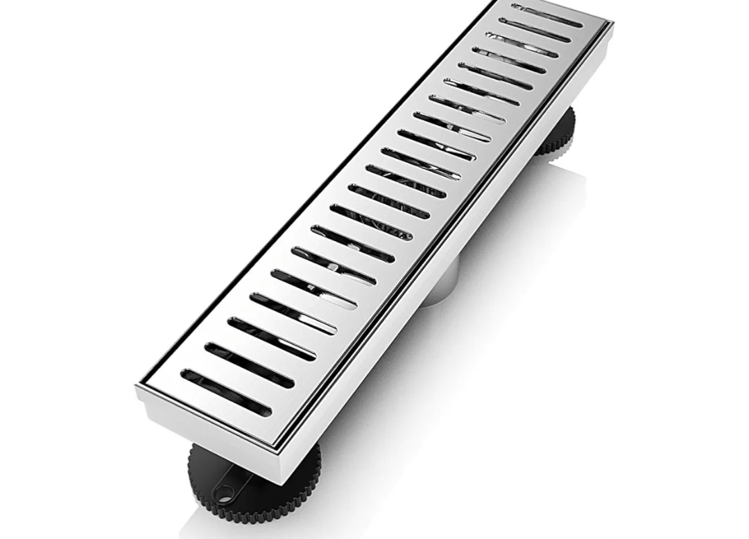 WEBANG 12 Inch Linear Shower Drain Rectangular Floor Drain with Accessories Capsule Pattern Cover Grate Removable SUS304 Stainless Steel CUPC Certified Brushed