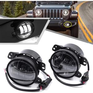 2Pcs 4inch LED Fog Lights Compatible with J'eep Wrangler JL Plastic Bumper 2018-2021, Wrangler JK Unlimited JK 2007-2018 Xenon White LED Fog Lamp