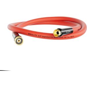SPECILITE 3/4" Hot/Cold Short Leader Garden Water Hose 5 ft, -50-190, Flexible & Lightweight Rubber Pipes With 3/4" Brass Fittings for Yard, Outdoor, Farm, Red (5FT 3/4" ID Male to Female)