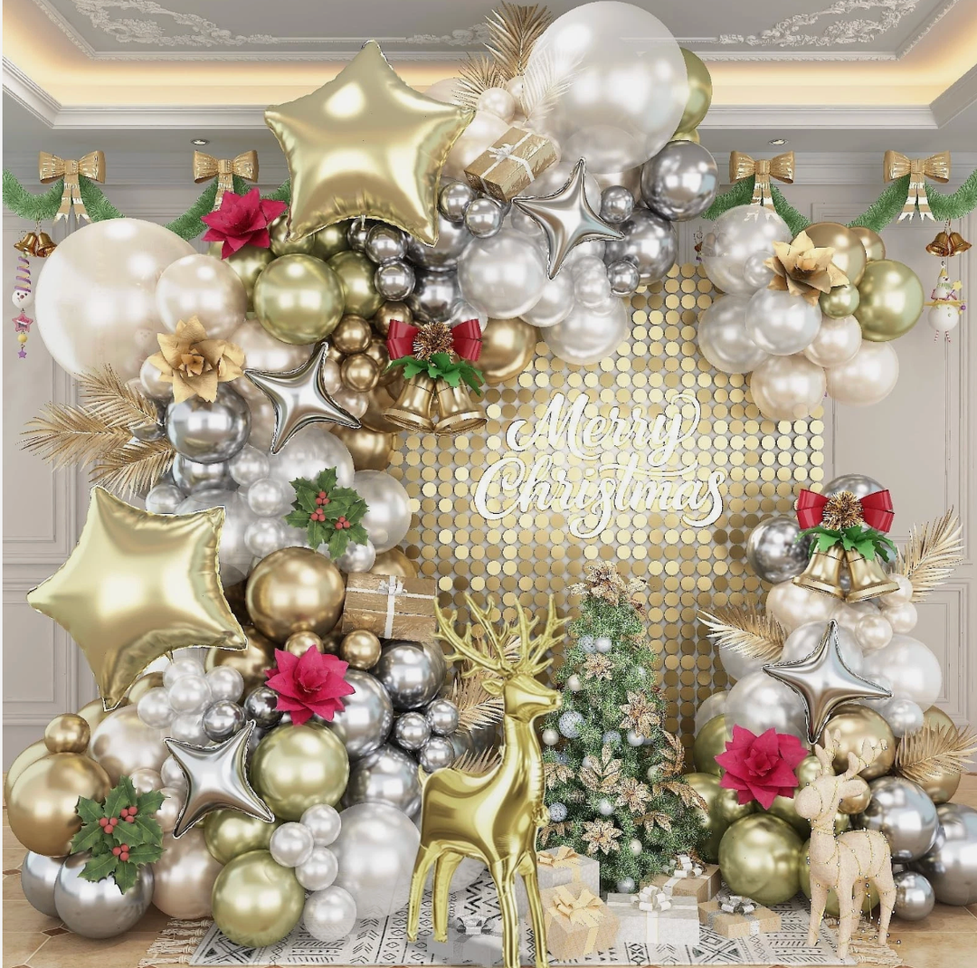 117 Pcs White Gold Xmas Decorations