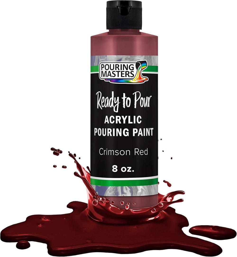 POURING MASTERS Crimson Red Acrylic Ready to Pour Pouring Paint - Premium 8-Ounce Pre-Mixed Water-Based - for Canvas, Wood, Paper, Crafts, Tile, Rocks and More, 8 Fl Oz (Pack of 1)