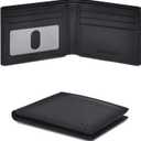 Oak Leathers Slim Leather Wallet for Men - RFID Blocking Slim Minimalist Front Pocket - Thin & Stylish with ID Window, Gift For Men (Black Carbon/Cognac) (Black)