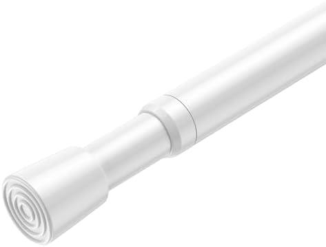 AIZESI Spring Tension Curtain Rod 32 to 58 inch Adjustable Curtain Rods No Drilling Expandable Spring Loaded Curtain Rod for Windows Doors, White
