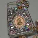 Compatible with iPhone 16 Pro Max Glitter Bling Case, Cute Luxury 3D Crystal Queen Rhinestone Full Diamond with Silk Scarf Wristband Chain Women Case Cover for iPhone 16 Pro Max 6.9"