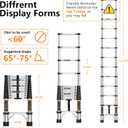 Telescoping Ladder 12.5 FT Telescopic Ladders Stainless Steel Extension Ladder with Triangle Stabilizers, Portable Collapsible Extendable Ladder for Home,RV,Outdoor Work,330lbs Max Capacity