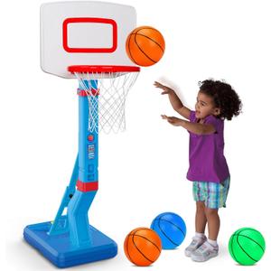 Toddler Basketball Hoop Indoor Mini Adjustable Basketball Goal with Ball Pump for Boys Girls Outdoor Toys for Backyard Game Outside Basketball Toy for Kids Age 2-4 3-5 6 7 4-8 Easter Birthday Gifts (Blue 1)