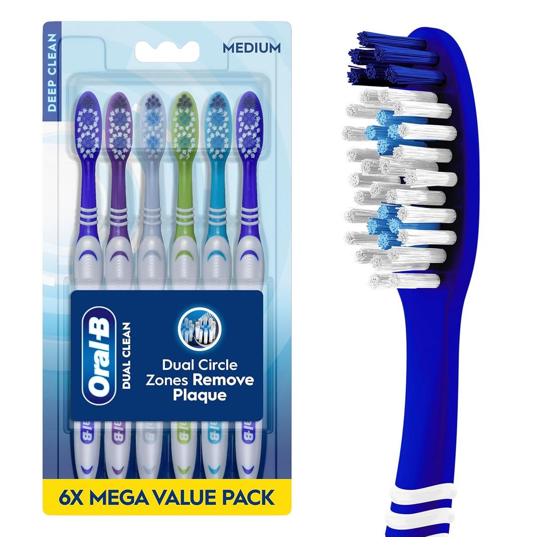 3 x Oral-B Toothbrush Dual Clean, Medium, 6 Count
