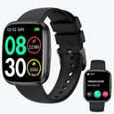 Smart Watches for Men/Women, 1.75" Bluetooth Call, AI Voice Smartwatch, 24/7 Heart Rate Monitor, Blood Pressure/SpO2/Sleep Tracker, IP68 Waterproof, 100+ Sports Fitness Tracker for Android iOS Black