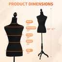 FDW Manikin 60-67Height Adjustable Female Dress Model Display Torso Body Tripod Stand Clothing Forms (Black)