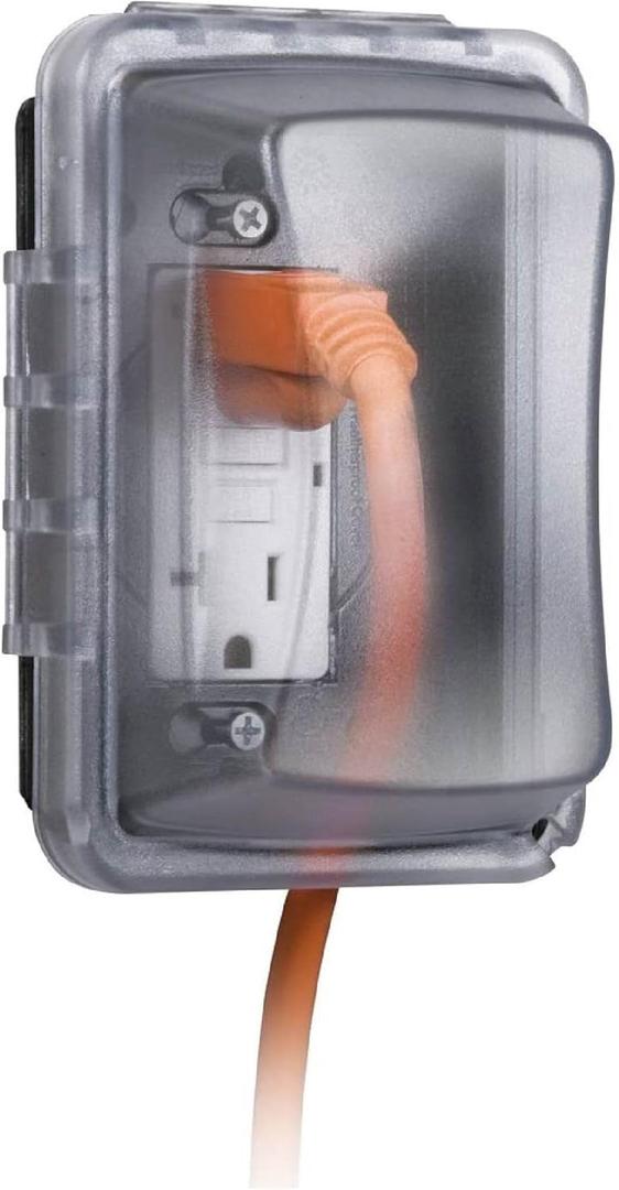 TayMac MM410C Single Horizontal/Vertical Mount 1-Gang Weatherproof In-Use Electrical Outlet Cover for Home Improvement, 2.75 in, Clear (Standard)