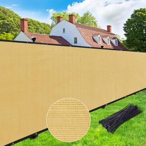 UPGRADE Privacy Screen 5' x 25' Fence Commercial Shade Cover with Brass Grommets Heavy Duty Perfect for Outdoor Back Yard, Sand, Customizable (0 5' x 2 5', Sand)