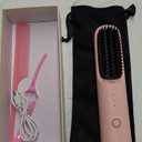 Brusheo Hair Pro Cordless Hair Straightener Brush for Women, Ceramic Heater Surface, 3 Mode Settings, Travel Size, Pink (7.87 inches x 1.77 inches)