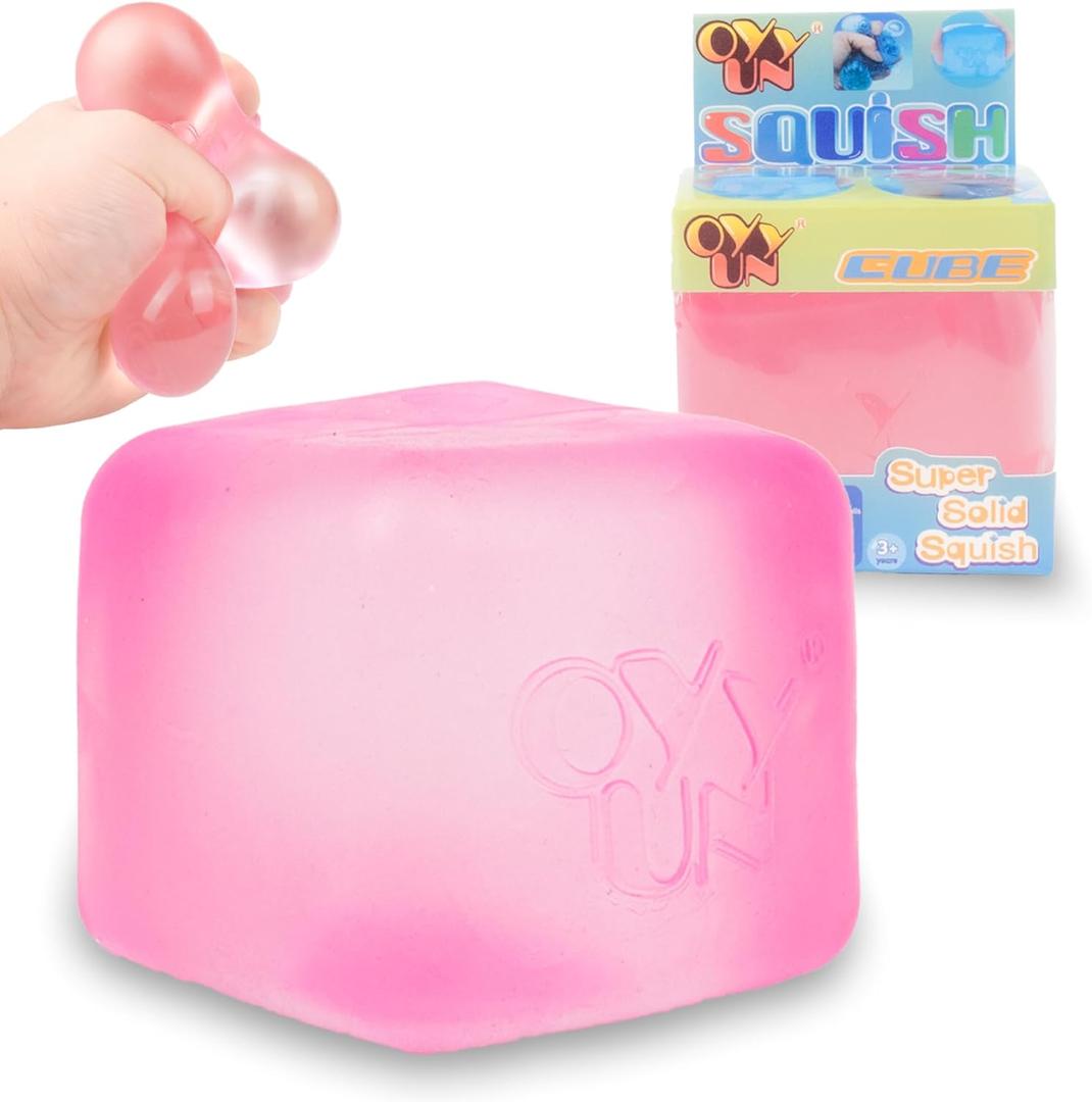 Stress Cube Squishy Balls - Slow Rising Stress Balls Stretchy Fidget Ice Cube for Anxiety Stress Relief, Gel Filled Sensory ice Cube Squishy Ball Toys for ADD/ADHD Kids Adults (Pink Cube)