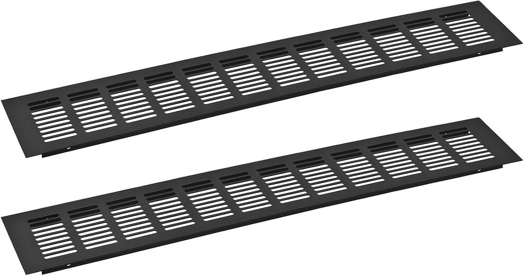 uxcell 2pcs Rectangle Ventilation Grille Aluminum Alloy Mesh Air Vent Cover Louvered Ventilation Cover for Cabinet Wardrobe Shoe Cabinet Closet, 500x80mm/19.69"x3.15"