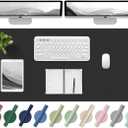 BLESWIN Large Desk Pad, 47.2'' x 23.6'', Office Desk Mat, Computer Mat for Desk, Leather Desk Pad Protector, Sewing Desk Blotter, Desktop Writing Pad for Office/Home/Decor Black