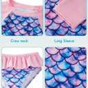 Lovekider Little Girls Swimsuits Two Pieces Swimwears Rash Guard Set Long Sleeve UPF50+ Bathing Suit for Beach 2-8T (7-8 Years, Mermaid Scales Colorful)