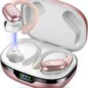 Ear buds Wireless Earbuds Bluetooth 5.3 Headphones 60hrs Playtime with Digital Display Sports Wireless Headphones with Earhook Deep Bass IPX7 Waterproof Over-Ear Earbuds for Android iOS Workout Rose