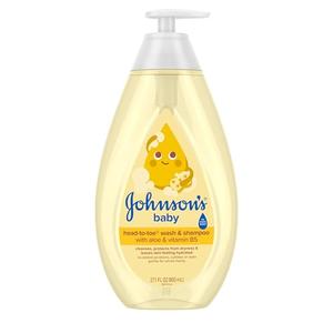 Johnson's Baby Head-To-Toe Baby Wash & Shampoo + Aloe & Vitamin B5, 2-in-1 Bath Wash Gently Cleanses Newborn's Delicate Skin & Hair, Hypoallergenic, No Added Parabens, Dyes & Sulfates, 27.1 fl. oz