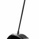 Rubbermaid Commercial Products Dustpan with Long Handle, Plastic, Black, Compatible with Any Broom for Lobby/Restaurant/Office/Home/Dog Pooper Scooper, 12.50" Wide