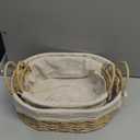 GIB Small Wicker Storage Baskets for Organizing, Decorative Woven Baskets with Handles & Liners, Boho Paper Rope Cute Baskets for Gifts, Decor, Pantry Table, Serving Trays, Set of 2