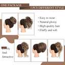HMD 5 Pieces Messy Hair Bun Hairpiece Tousled Updo for Women Hair Extension Ponytail Scrunchies with Elastic Rubber Band Long Updo Messy Hairpiece Hair Accessories Set for Women12H24