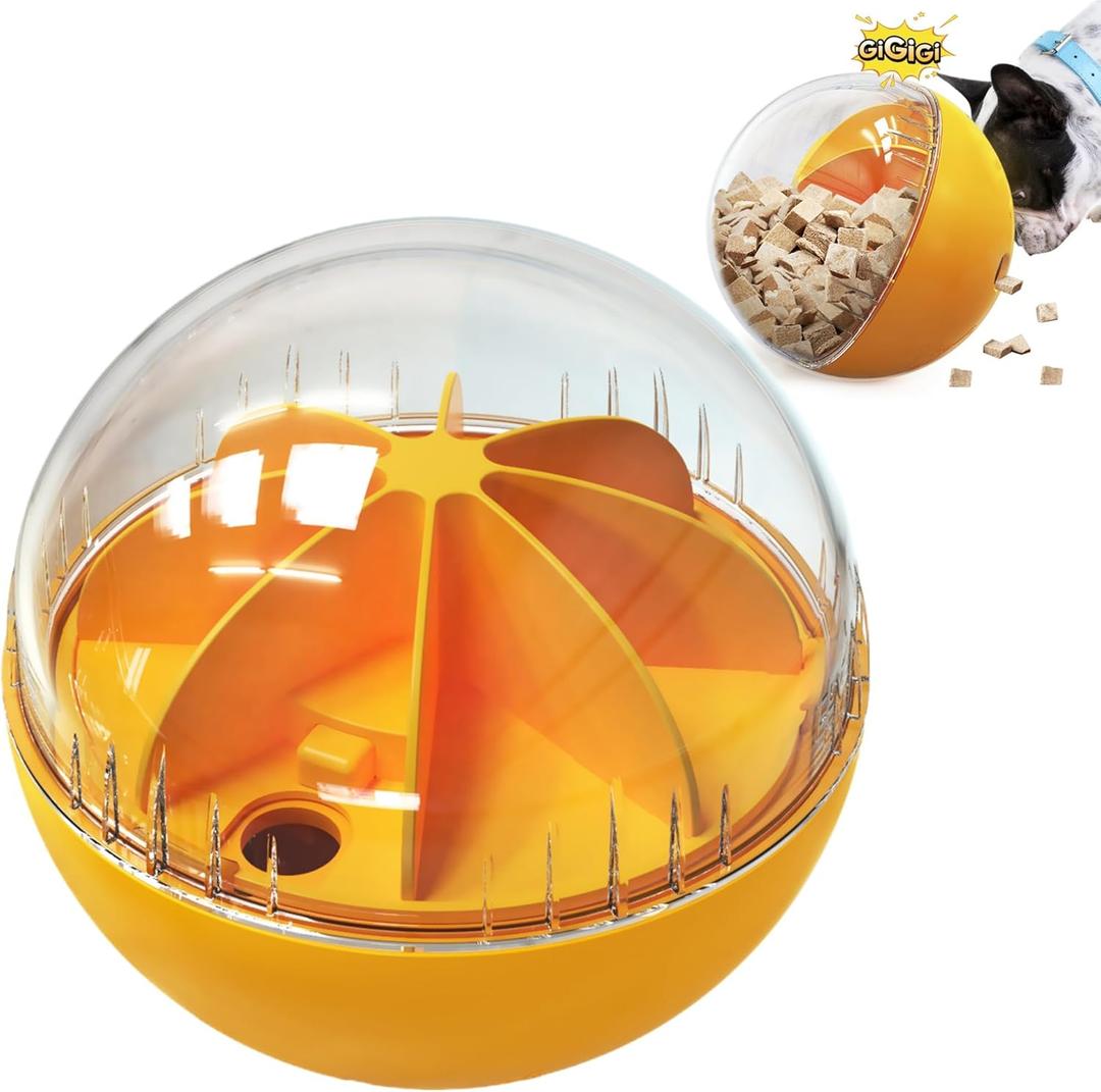 Enrichment Interactive Dog Treat Toy - Level 1 Mental Stimulation for DogsMentally Stimulating Dog Toys for Boredom Busy (Beginner-Orange 5.6" Squeaky Ball)