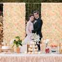 Champagne White Wedding Flower Backdrop 5ftx3.74ft Artificial Floral Backdrop Wall Panels for Bridal Shower Birthday Party Decor