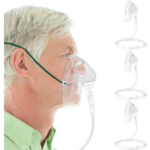 3 Pack Oxygen Masks for Face Adult, XL Size Oxygen Mask with 6.6' Ft Tubing and Adjustable Elastic Strap- NO Cup-White